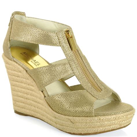 michael kors metallic woven espadrille wedges maxwell|Michael Kors wedges for women.